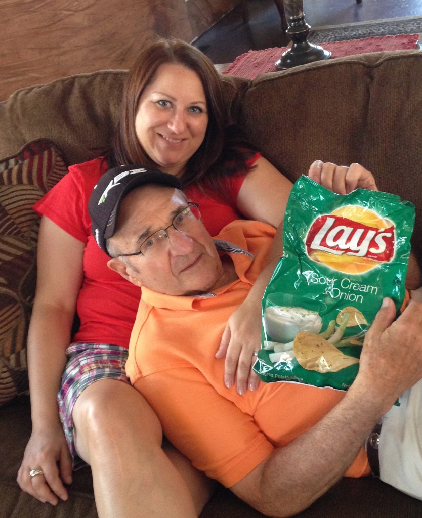 me + dad + chips = love